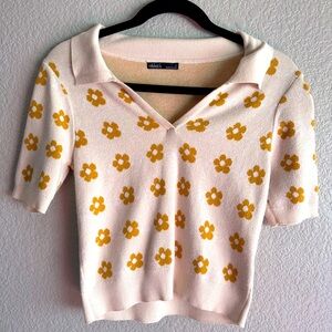 Nikka K Floral Knit Polo Sweater – Size L